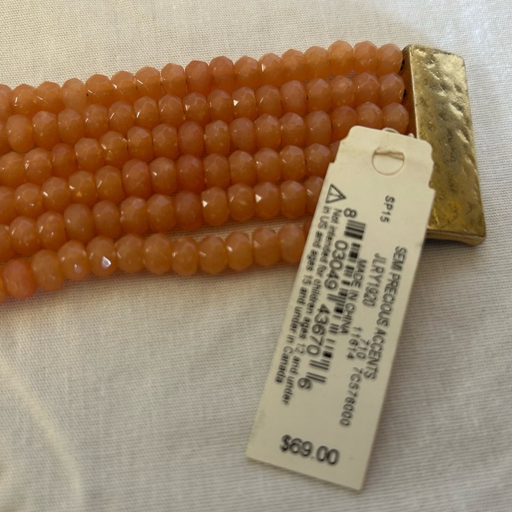 Lucky Brand Peach and Gold Multi-Row Beaded Bracelet - Picture 3 of 4